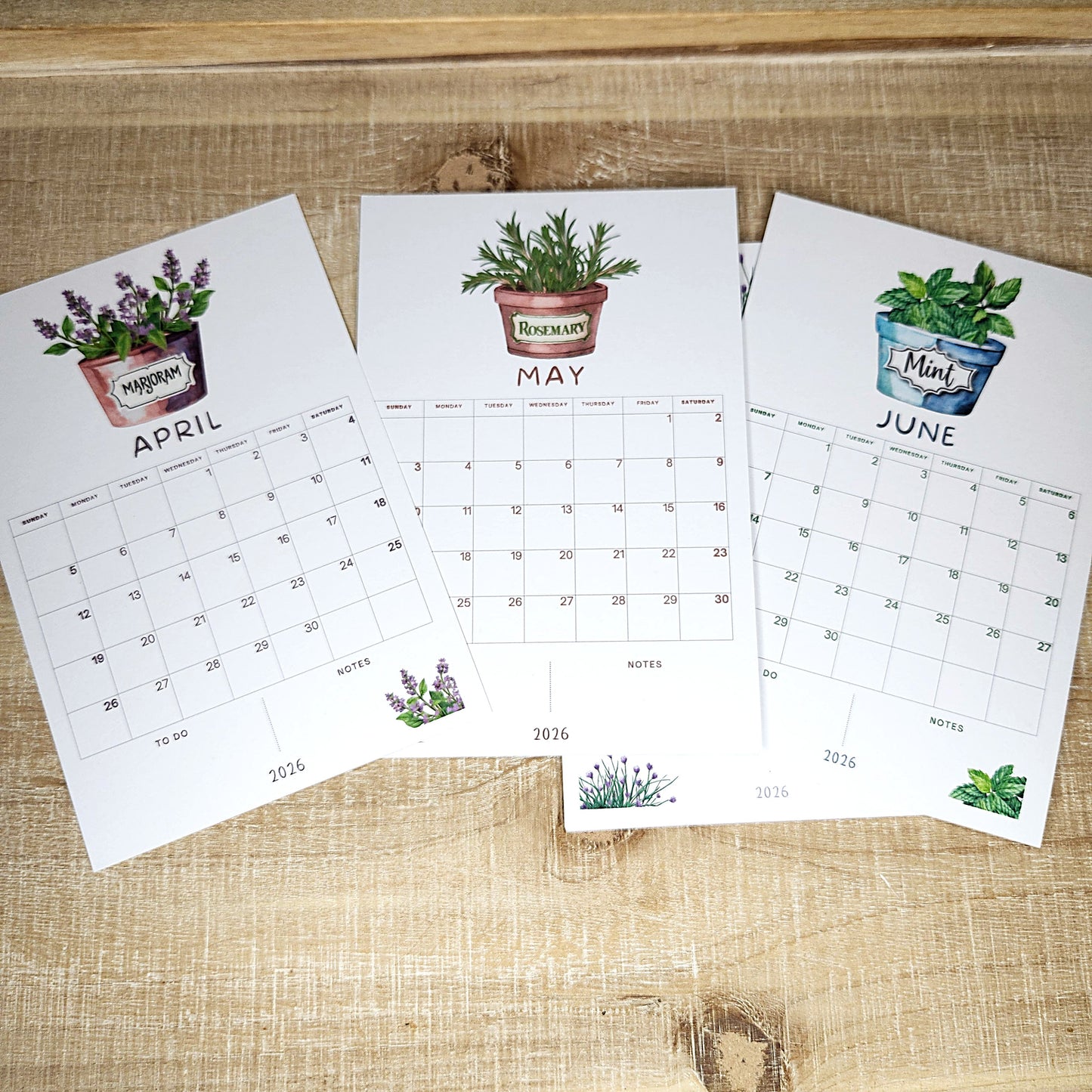 12 Month Herb Desk Calendar