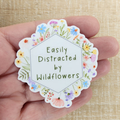 Easily Distracted by Wildflower Water Bottle Sticker