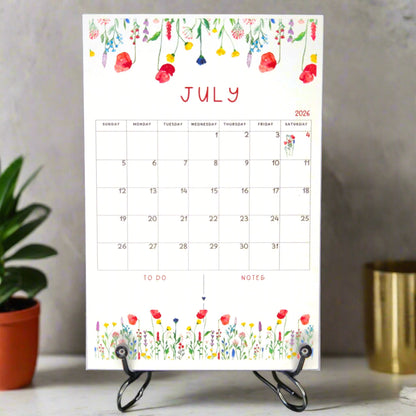 12 Month Floral Desk Calendar