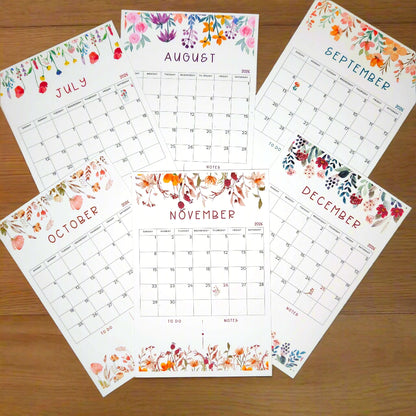 12 Month Floral Desk Calendar