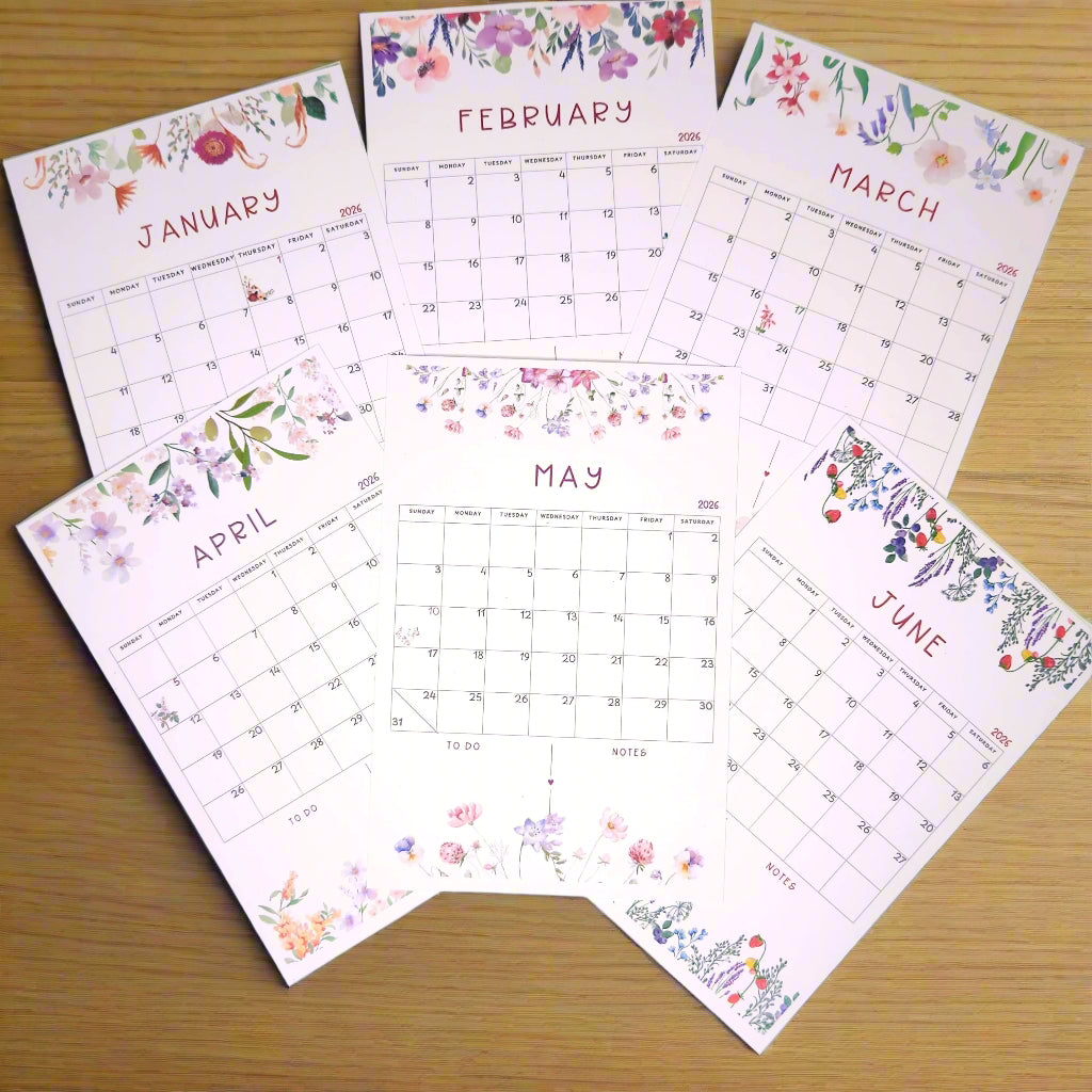 12 Month Floral Desk Calendar