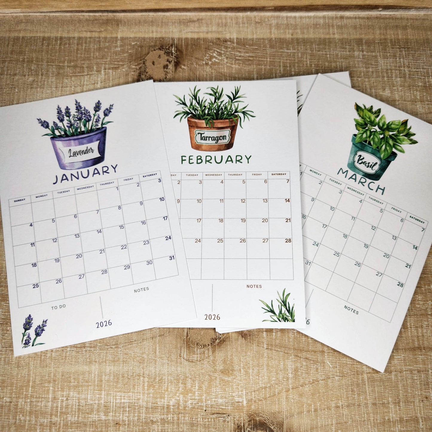 12 Month Herb Desk Calendar