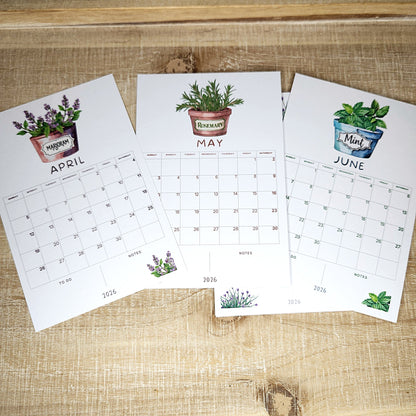 12 Month Herb Desk Calendar