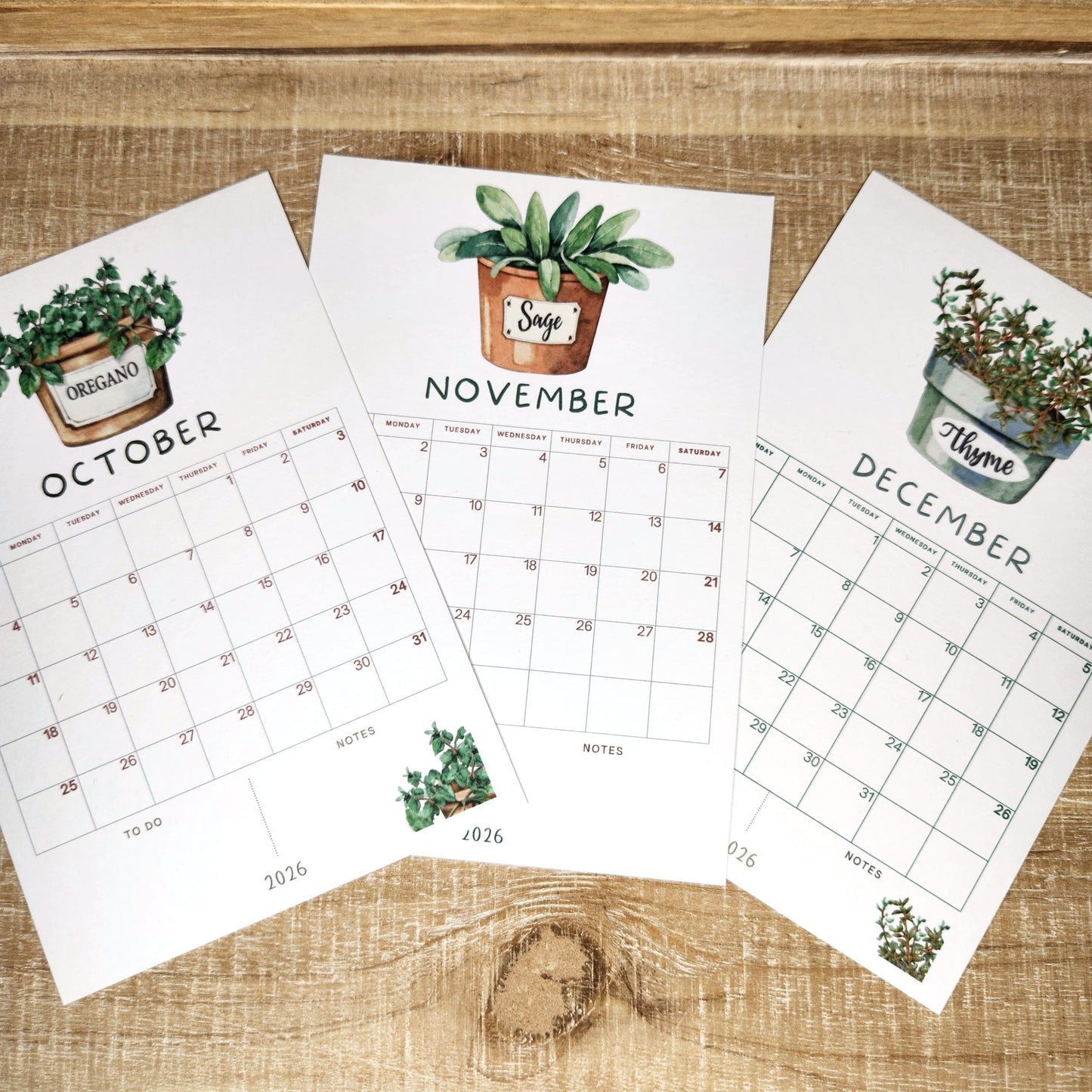 12 Month Herb Desk Calendar
