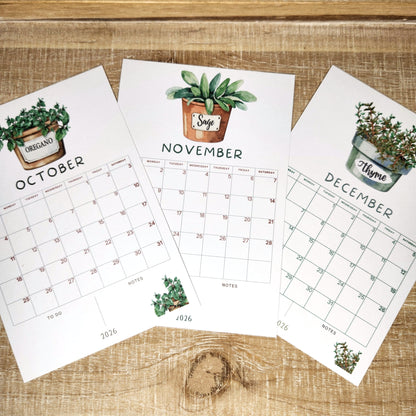 12 Month Herb Desk Calendar