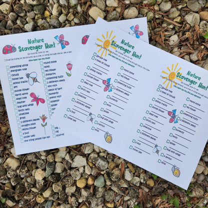 Nature Scavenger Hunt.  Photo shows how it will print as 2 per page. 