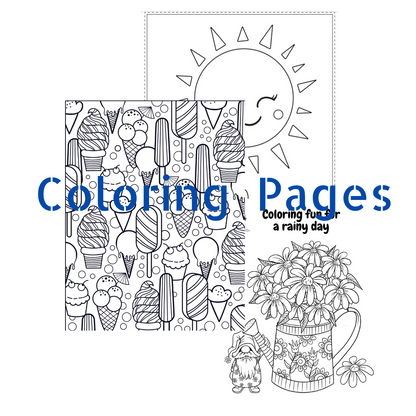 3 coloring pages. Sun, gnome and ice cream