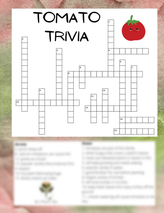 Tomato Trivia Crossword Puzzle