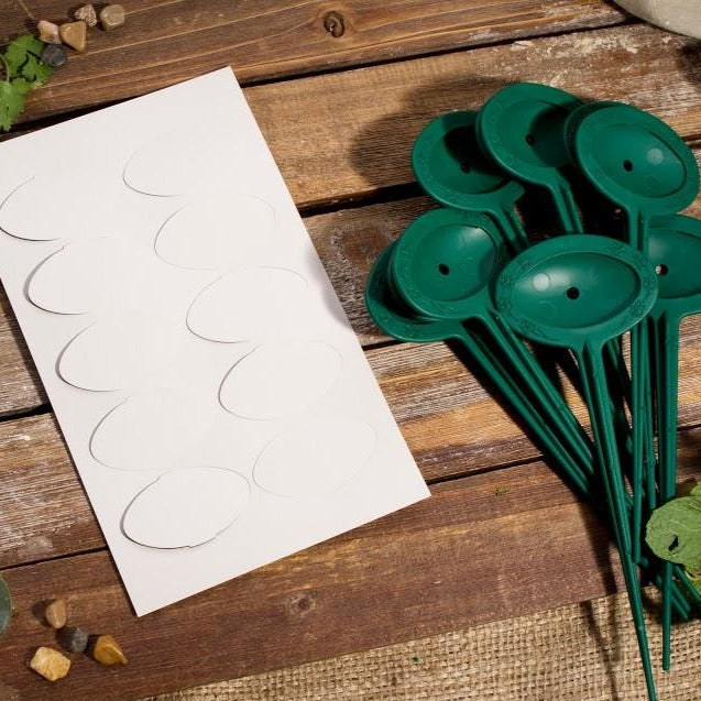 Writeable plant markers. 9 inch stake with vinyl insert